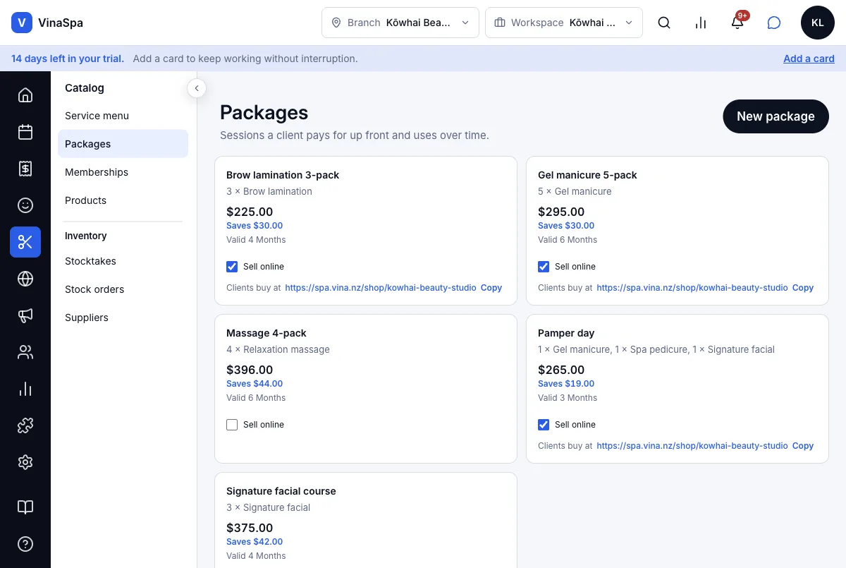 Prepaid service packages — Result — Saves $30.00, valid 4 months — Computer