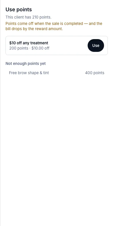 Loyalty points — 210 points — $10 off is within reach — Phone