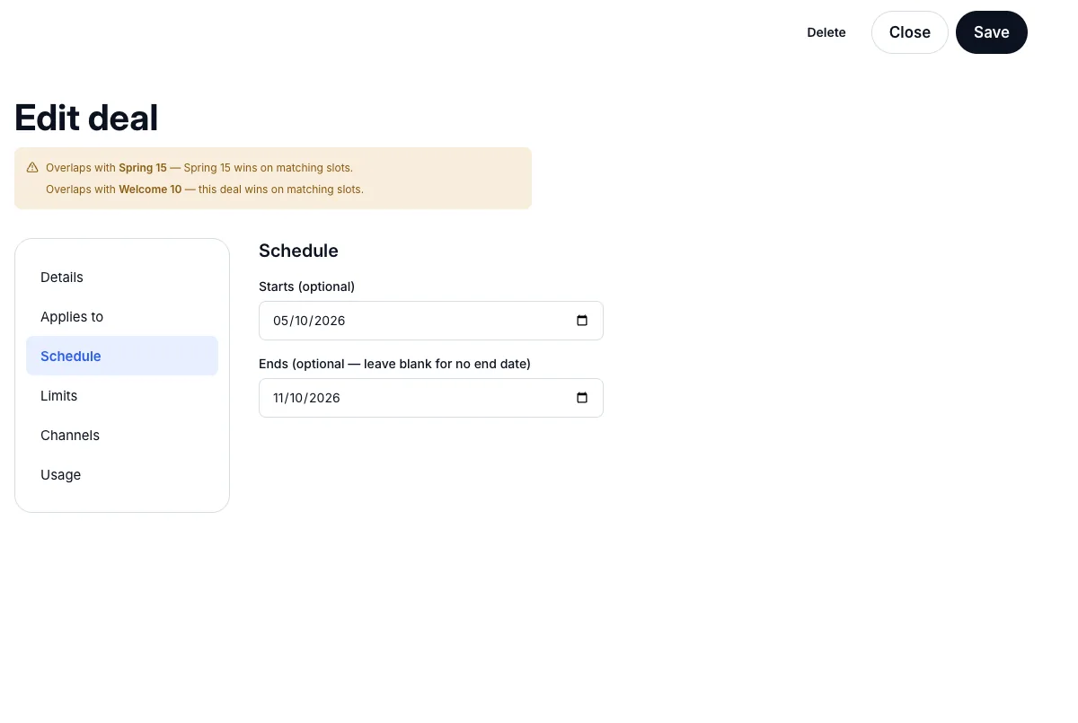Flash sales over a date range — Schedule — 5 to 11 October — Computer