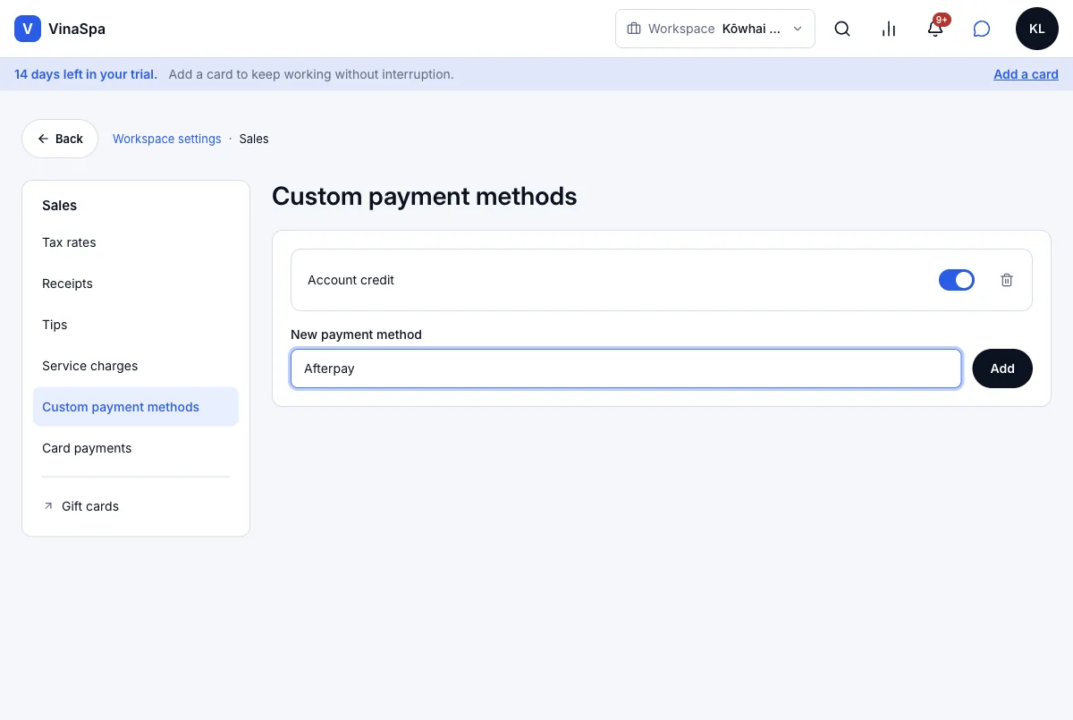 Cash, EFTPOS, bank transfer, recorded by hand — Adding a second one — Computer