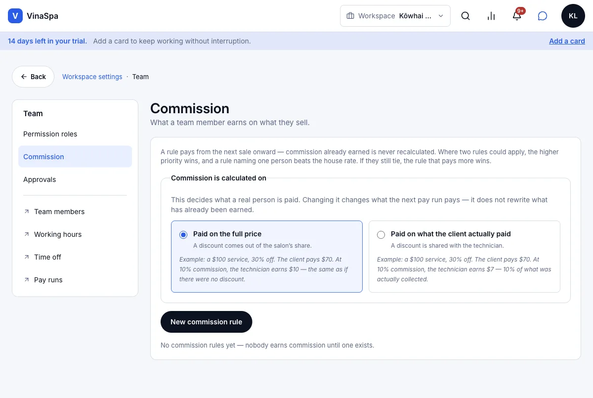 Staff commission and payroll (partly) — How commission is calculated — Computer
