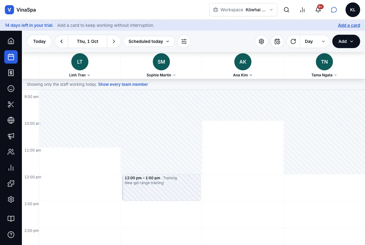 Blocked time (breaks, training, maintenance) — Result — the block on the calendar — Computer