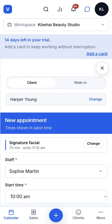 Book, reschedule and cancel appointments — The New appointment form at step 6 — Phone