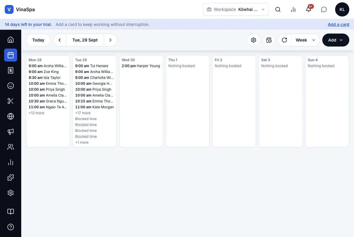 Calendar views: day, 3 days, week, month — Week view — Computer