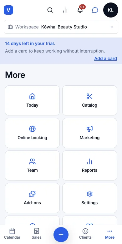 Usable on a phone: bottom bar, swipe to change day — More — the rest of the menu — Phone