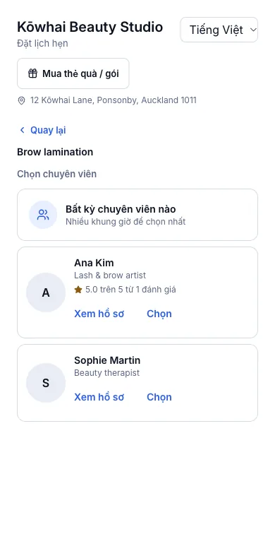 Kỹ năng: chỉ thợ có kỹ năng mới nhận được dịch vụ — Kết quả — chỉ hai thợ đủ kỹ năng — Điện thoại