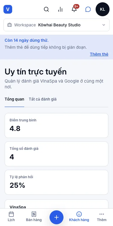 Đánh giá của khách, có trả lời của tiệm — Tổng quan — 4.8 từ 4 đánh giá — Điện thoại
