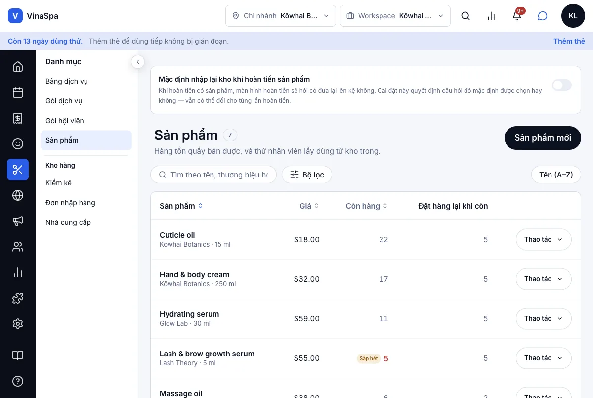 Tự trừ kho khi bán — Sản phẩm sau khi bán — Máy tính