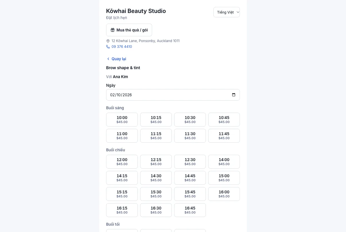 Chọn nhân viên, hoặc "ai rảnh cũng được" — Giờ trống của Ana Kim ngày thứ Sáu 2/10 — Máy tính