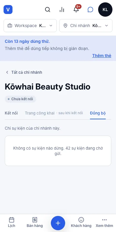 Khách được hoàn tiền, tiệm không trả phí hằng tháng — Thẻ Đồng bộ của một chi nhánh — Điện thoại
