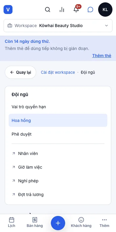 Hoa hồng và lương nhân viên (một phần) — Cách tính hoa hồng — Điện thoại