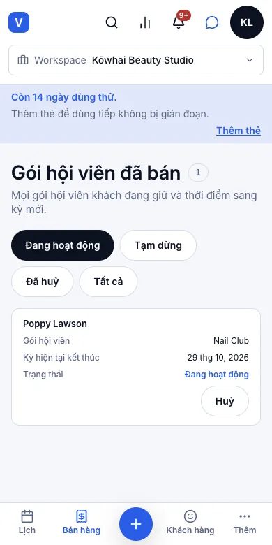 Bán gói hội viên — Kết quả — Poppy Lawson, Nail Club, hiệu lực đến 29/10/2026 — Điện thoại