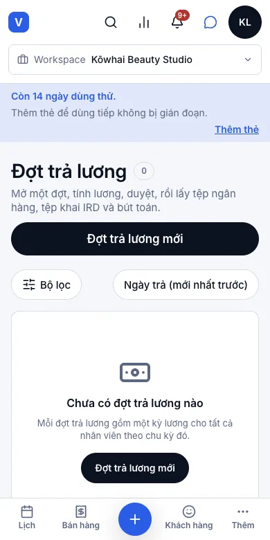 Hoa hồng và lương nhân viên (một phần) — Đợt trả lương — Điện thoại