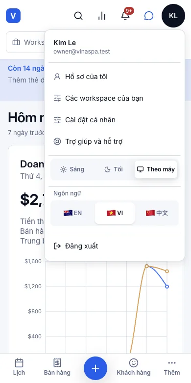Ba ngôn ngữ: Anh / Việt / Trung — Menu của bạn — Ngôn ngữ: EN, VI, 中文 — Điện thoại